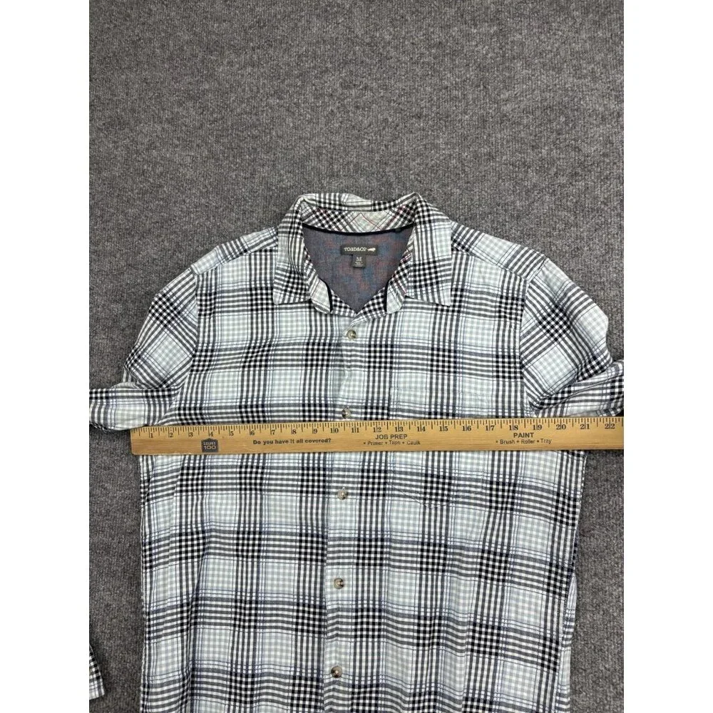 Toad&Co Shirt‎ Mens Medium Blue Plaid Button Front Long Sleeve Cotton Casual